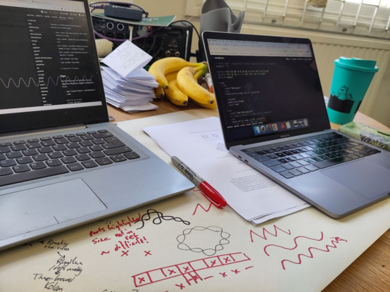 Laptops, scribbles and bananas